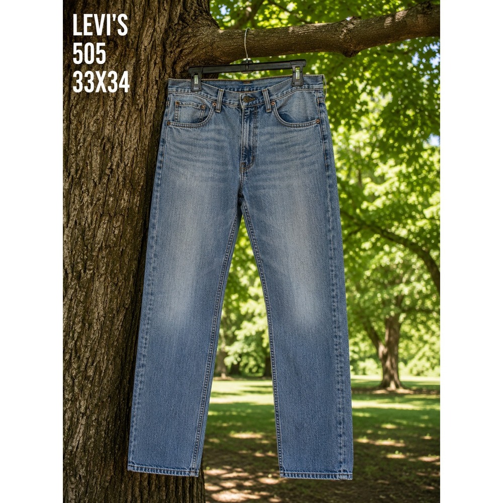 Levi's 505 Men's Jeans 33x34 Regular Fit Medium Wash Denim Pants